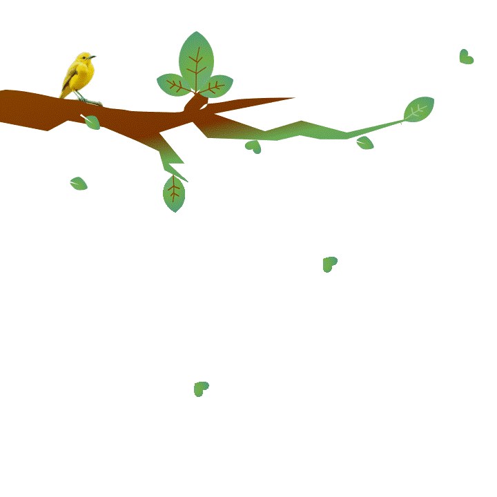 Animated bird on a branch